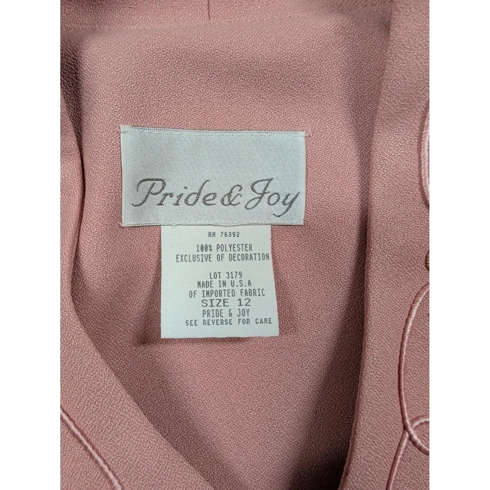 Pride & Joy Pink Skirt Set Vintage Size 12 Beaded Soutache Short Sleeve Jacket